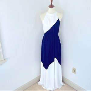 Shoshanna Darren Navy White Maxi Gown NWOT